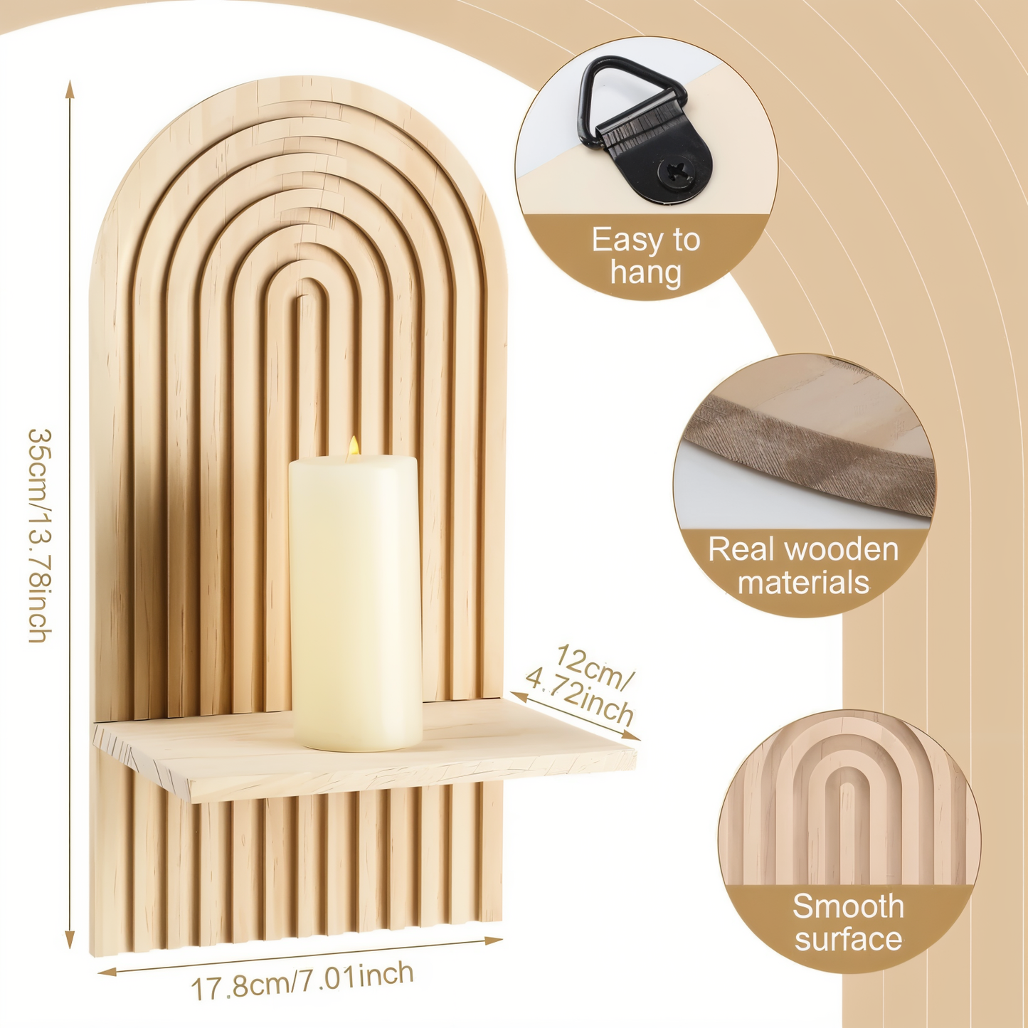 NordicPlank – Minimalistyczna Półka, Drewniana Boho Półka Ścienna, Idealna do Stylowych Aranżacji.